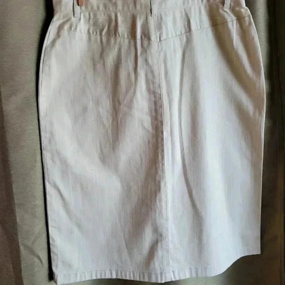 0ptimun Nostalgia Beige with White Stripe Pencil  Skirt size 10